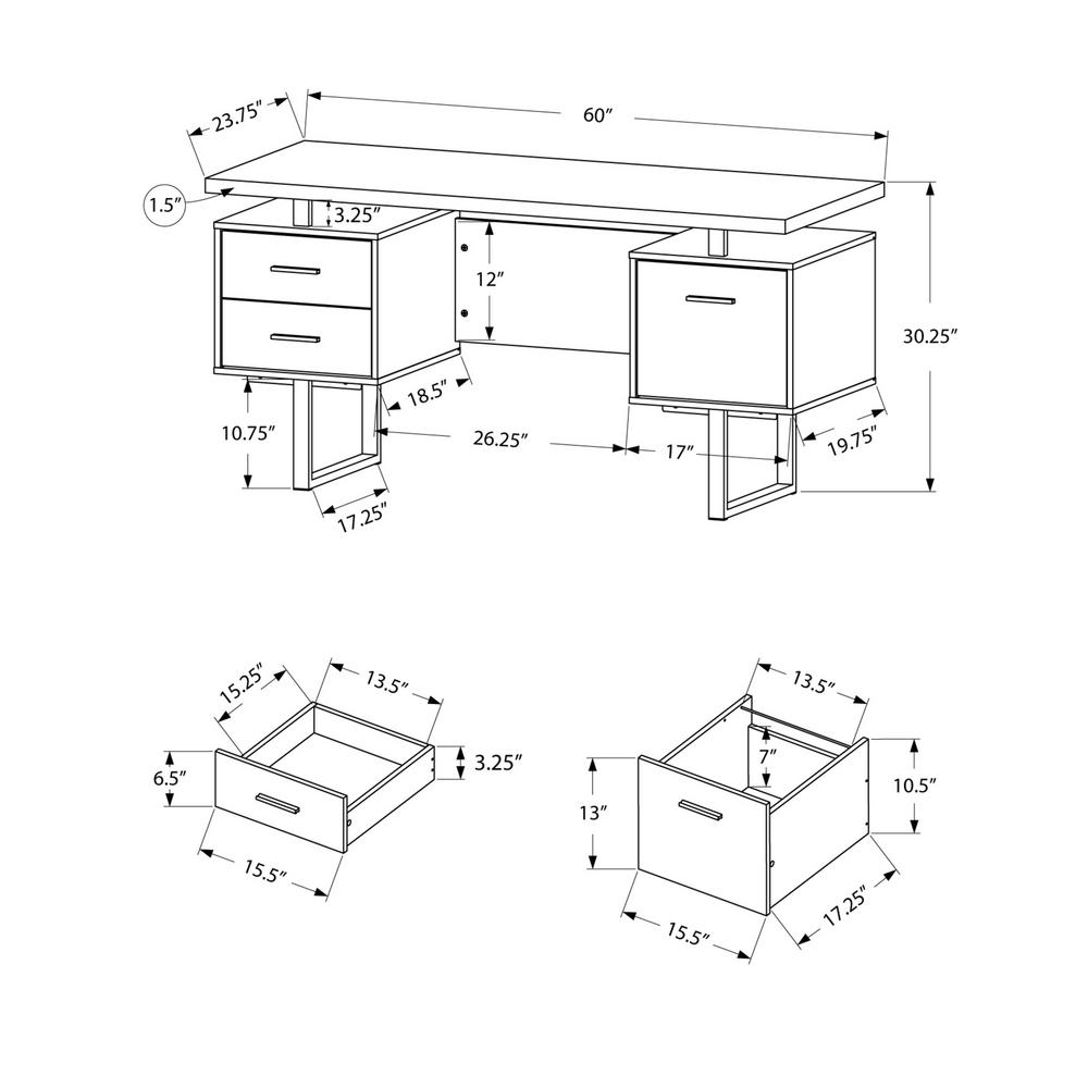 Monarch Specialties Dark Taupe Desk With Drawers I 7082 The Home Monarch Specialties Dark Taupe Desk