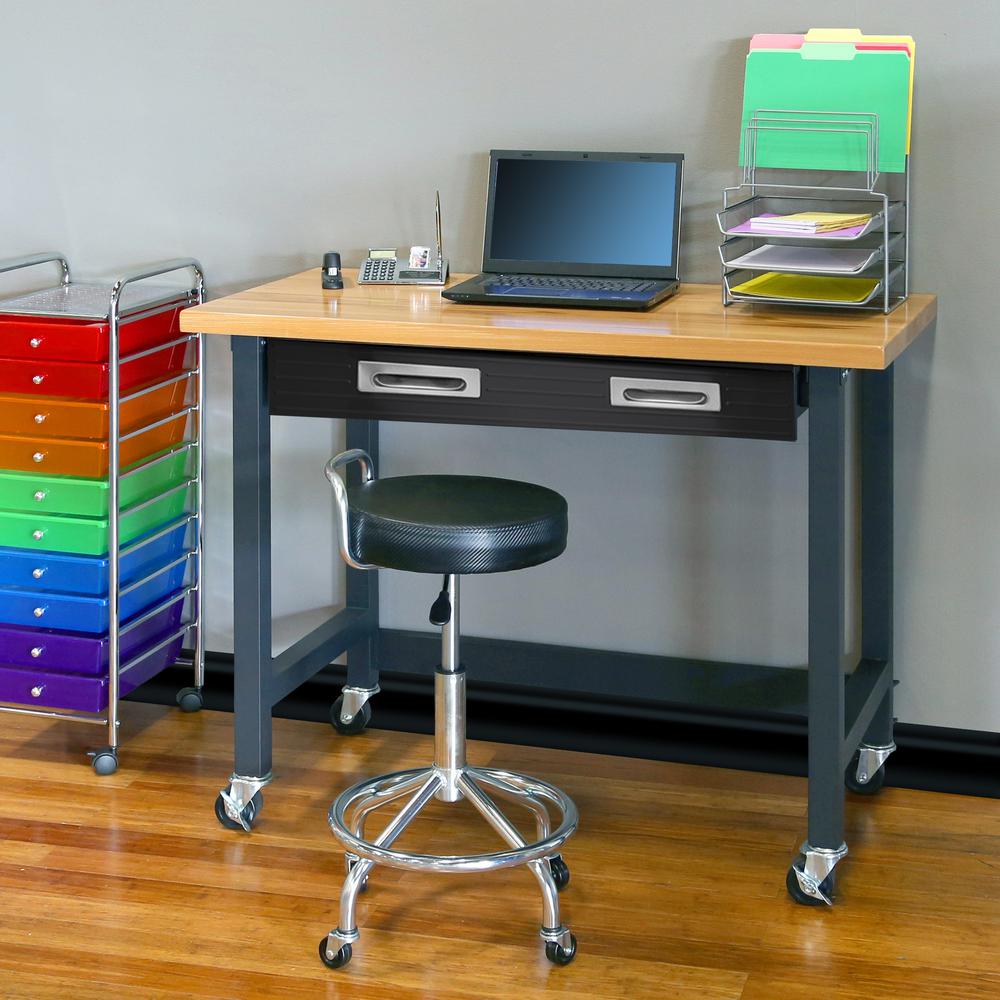 Seville Classics WEB484 UltraGraphite Wood Top Workbench on Wheels Garage Table