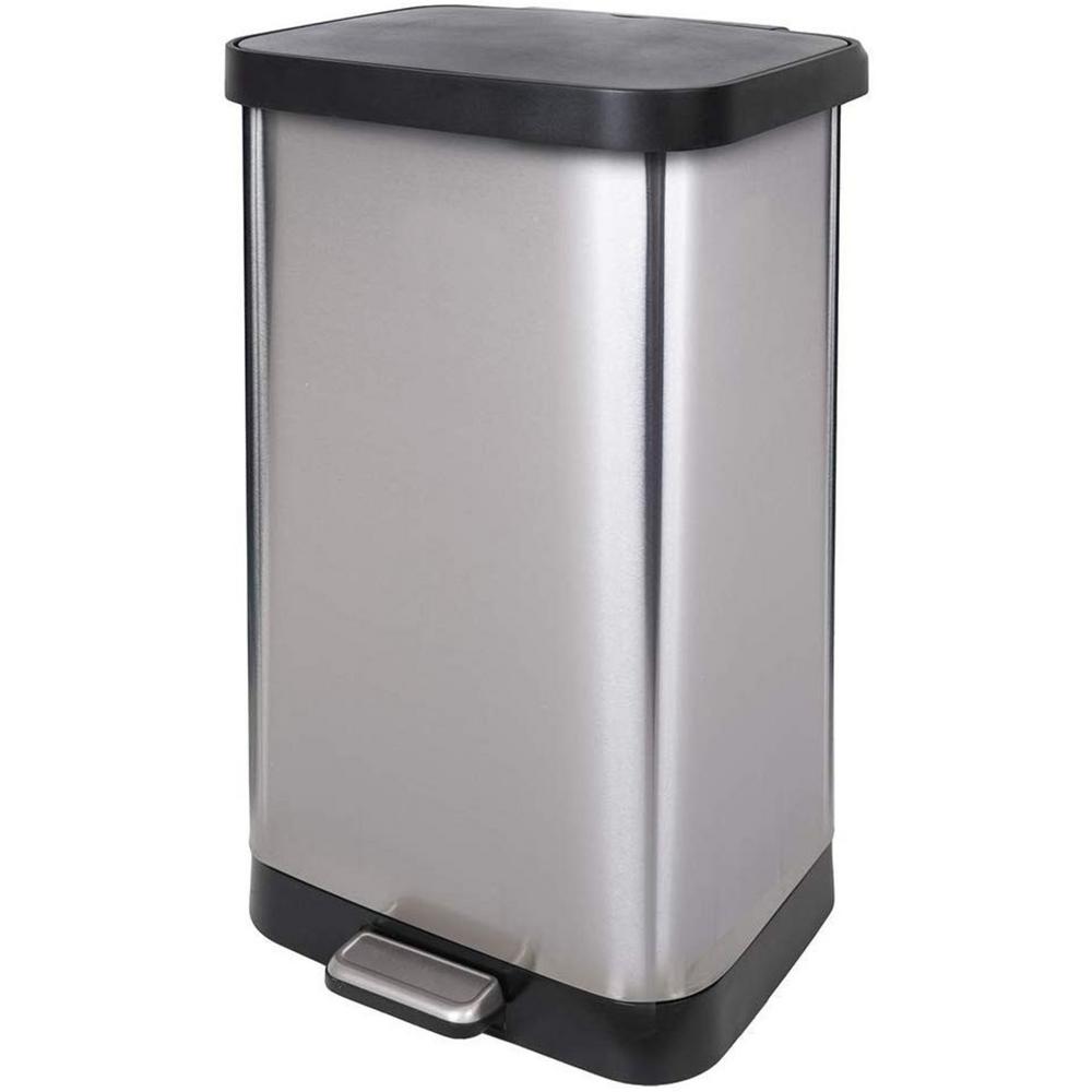 Glad 20 Gal. Stainless Steel Step Can with Antimicrobial Lid, Silver ...