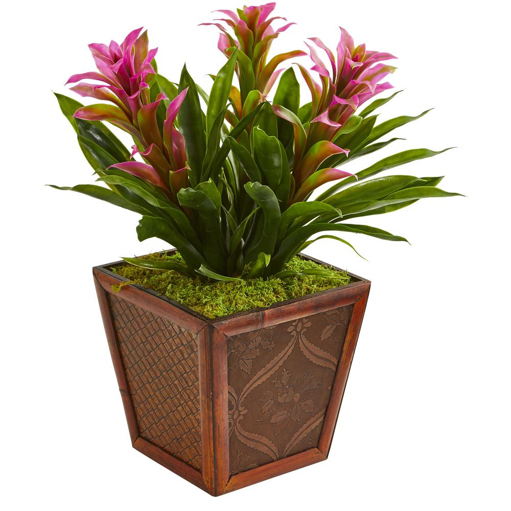 Nearly Natural Triple Purple Bromeliad Artificial Plant in Decorative