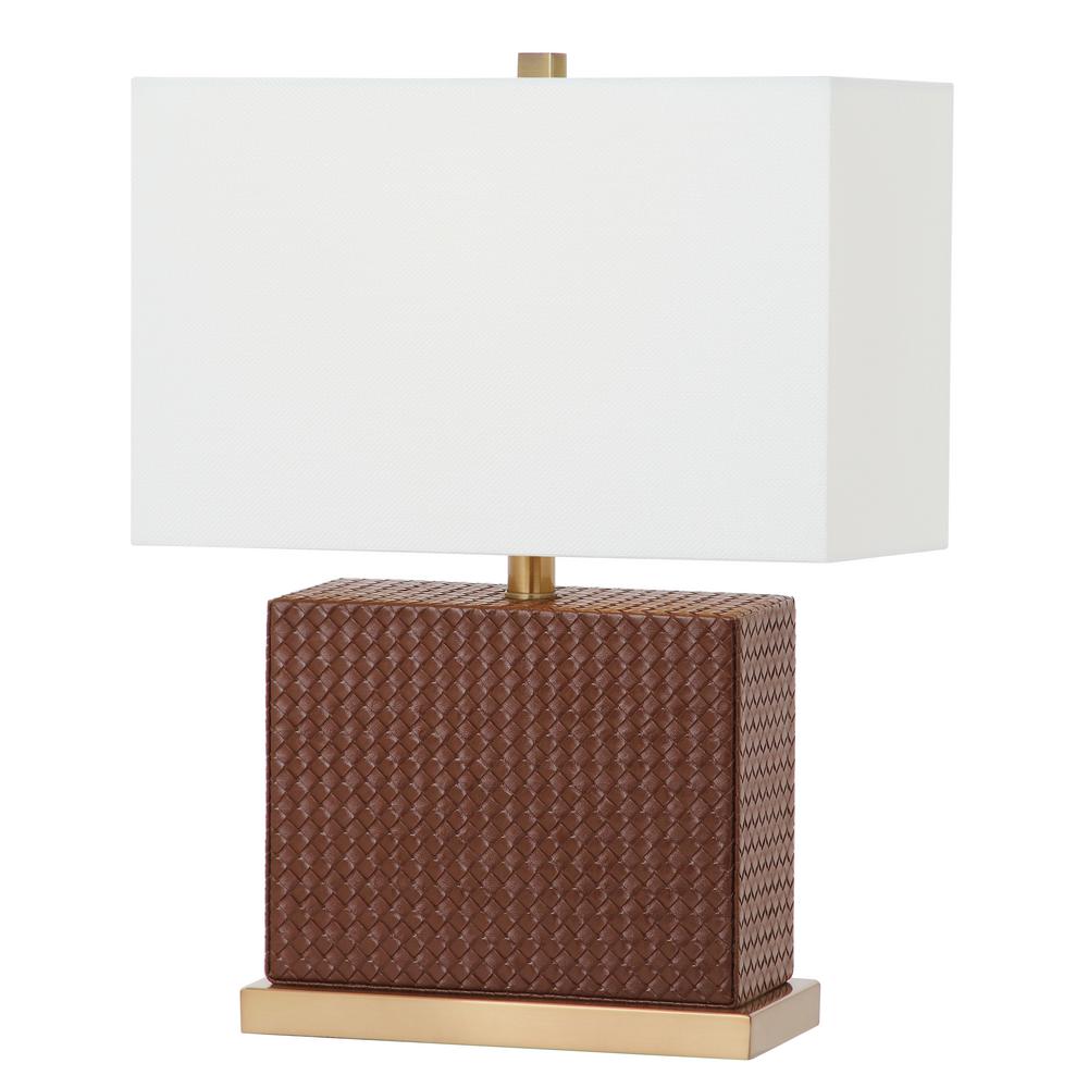 Safavieh Delia 20 5 In Brown Faux Woven Leather Table Lamp Lit4403m Brown Faux Woven Leather Table Lamp