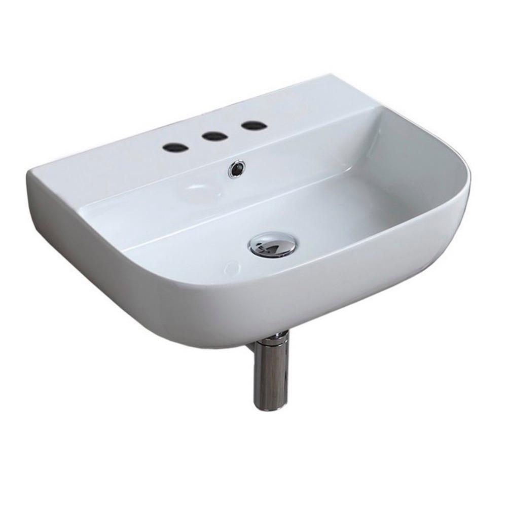Nameeks Glam Wall Mounted Vessel Bathroom Sink in White ...