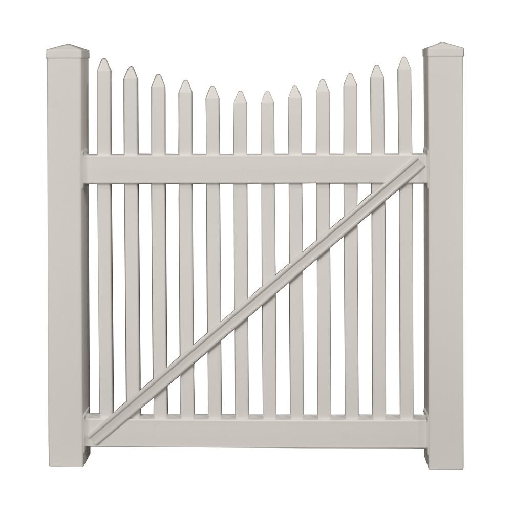 Weatherables Barrington 4 ft. W x 5 ft. H Tan Vinyl Picket Fence Gate ...