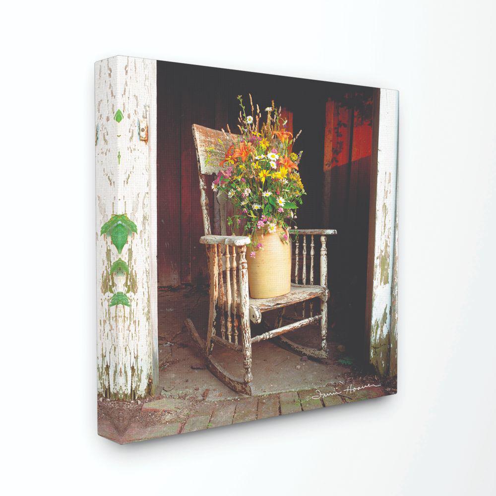 The Stupell Home Decor Collection 17 In X 17 In Barn Flower Pot On Old Rocking Chair Illustration By Penny Lane Publishing Canvas Wall Art Fap 104 Cn 17x17 The Home Depot