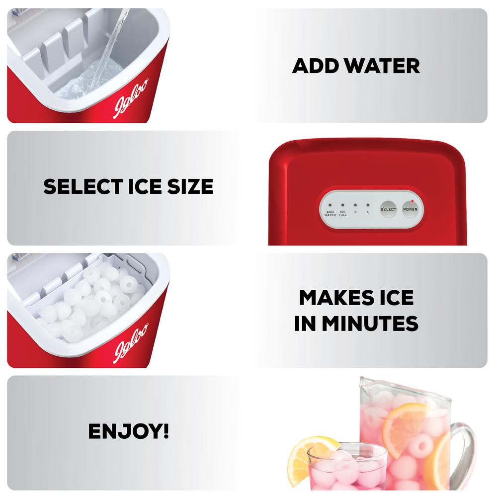 Igloo 26 Pound Portable Ice Maker Retro Red Iceb26rr The Home Depot