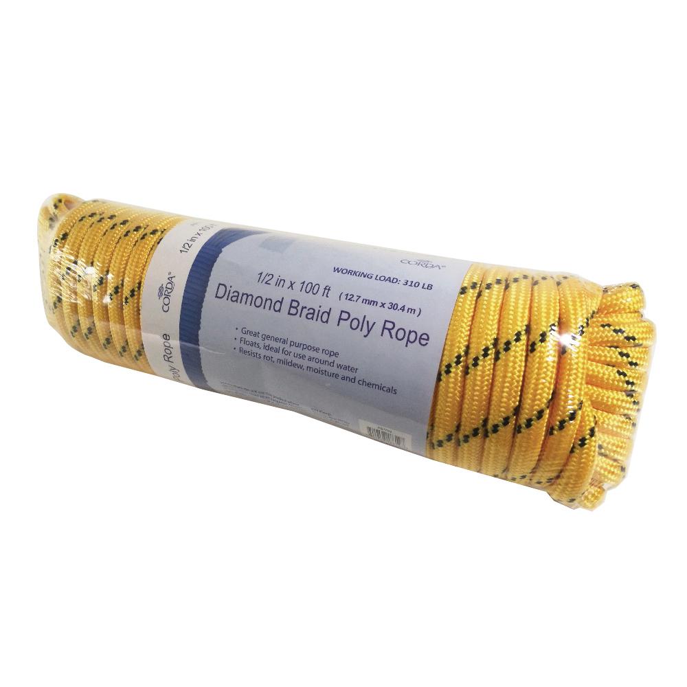 CORDA 1/2 in. x 100 ft. Diamond Braid Poly RopePB7709 The Home Depot