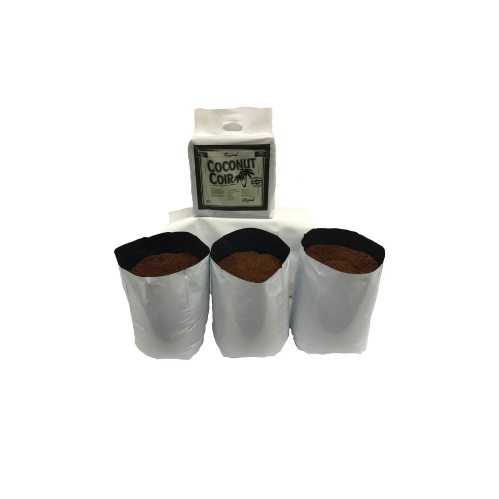 Viagrow 5 Gal Plastic Grow Bag With Coconut Coir Premium Growing Media 3 Pack Viagrow 5 Gal Plastic Grow Bag With Coconut Coir Premium Growing Media 3 Pack