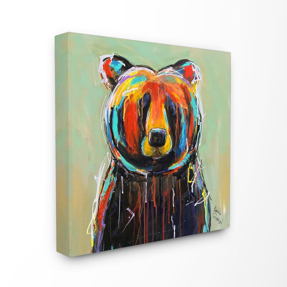 24 In X Abstract Colorful Painted Black Bear By Karrie Evenson Canvas Wall Art