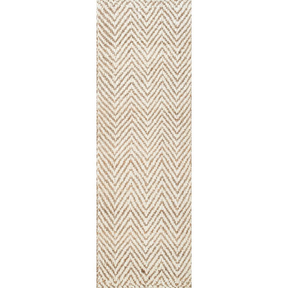 nuLOOM Vania Chevron Jute Off White 3 ft. x 12 ft. Runner RugCLWA03A
