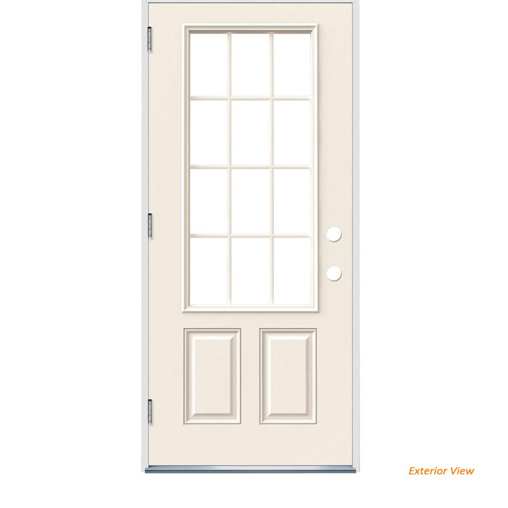 Jeld Wen 36 In X 80 12 Lite Primed Steel Prehung Right Hand 12 Lite Primed Steel Prehung Right
