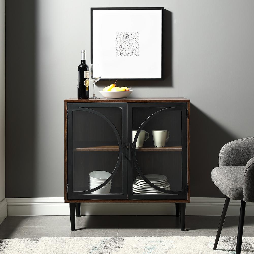 Walker Edison 30 Metal Door Accent Console W Tempered Glass