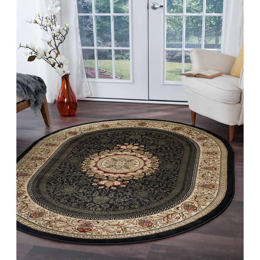 Tayse Rugs Sensation Black 5 Ft X 7 Traditional Oval Area Rug Tayse Rugs Sensation Black 5 Ft X 7
