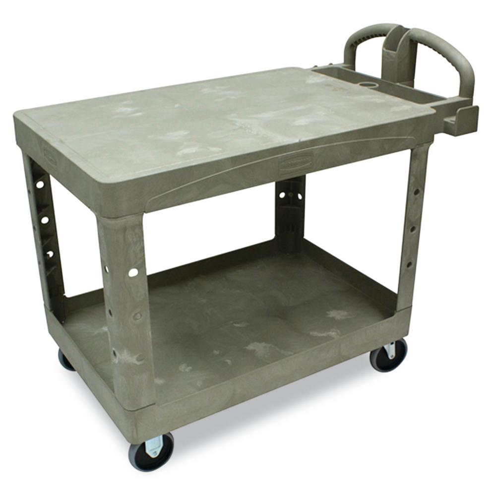 UPC 086876125092 product image for Rubbermaid Commercial Products Heavy Duty Beige 2-Shelf Utility Cart with Flat S | upcitemdb.com