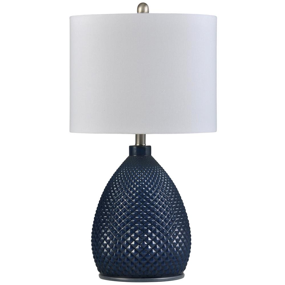 StyleCraft Glass 26 in. Navy Blue Glass Bedside Lamp-L27920DS - The