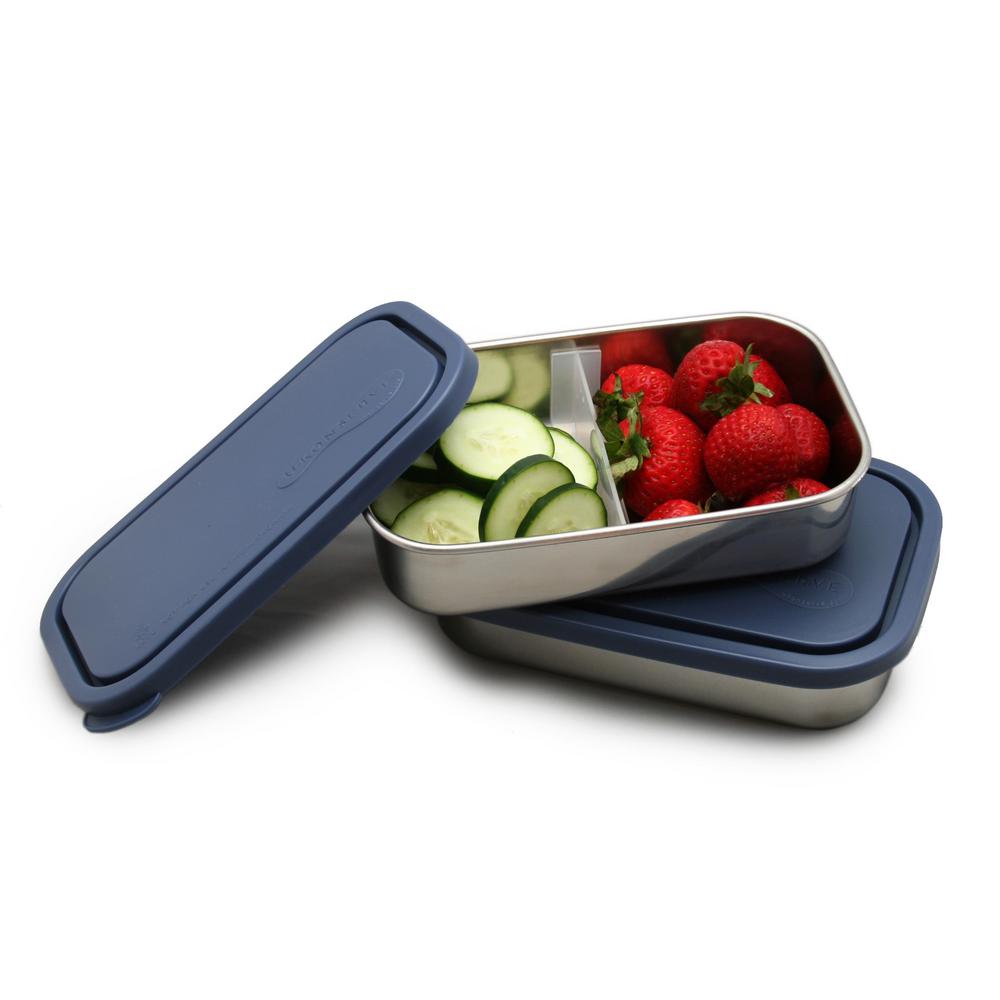 U Konserve 25 oz. Divided Rectangle Stainless Steel Food Storage