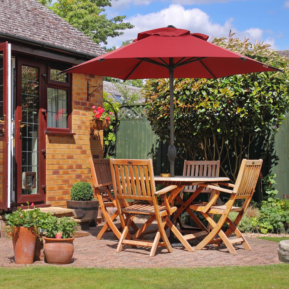 Abba Patio 7 1 2 Ft Round Outdoor Market With Push Button Tilt And Crank Lift Patio Umbrella In Red Ap75386ctr The Home Depot