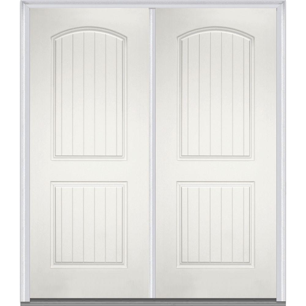 Mmi Door 72 In X 80 In Classic Left Hand Inswing 2 Panel Planked Painted Fiberglass Smooth