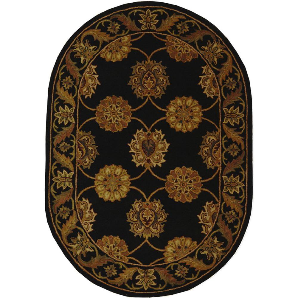 Safavieh Heritage Black 5 ft. x 7 ft. Oval Area RugHG314A5OV The