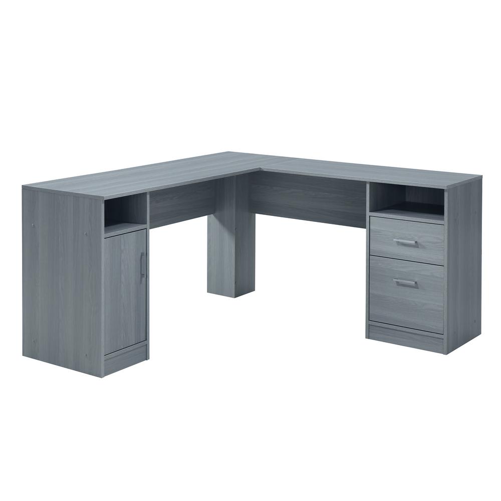 Techni Mobili Functional Grey L Shape Desk With Storage Rta 8412l