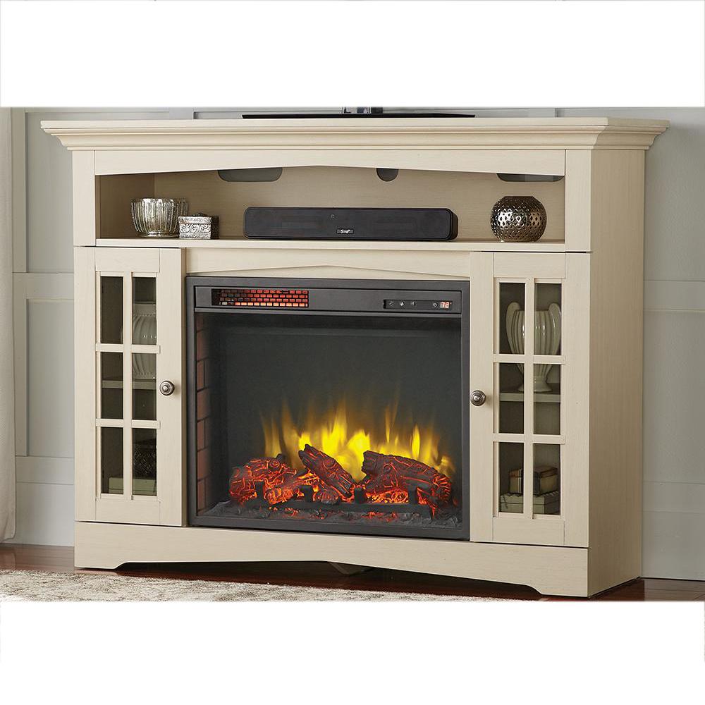 Home Decorators Collection Avondale Grove 48 in. TV Stand Infrared Electric Fireplace in Aged 