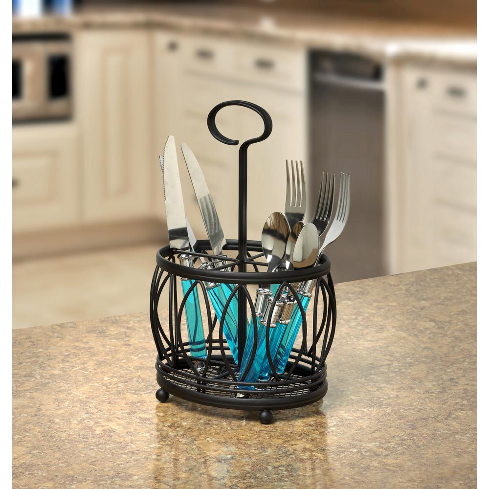 Spectrum Leaf 11 in. x 7.25 in. x 5.75 in. Steel Silverware Caddy in