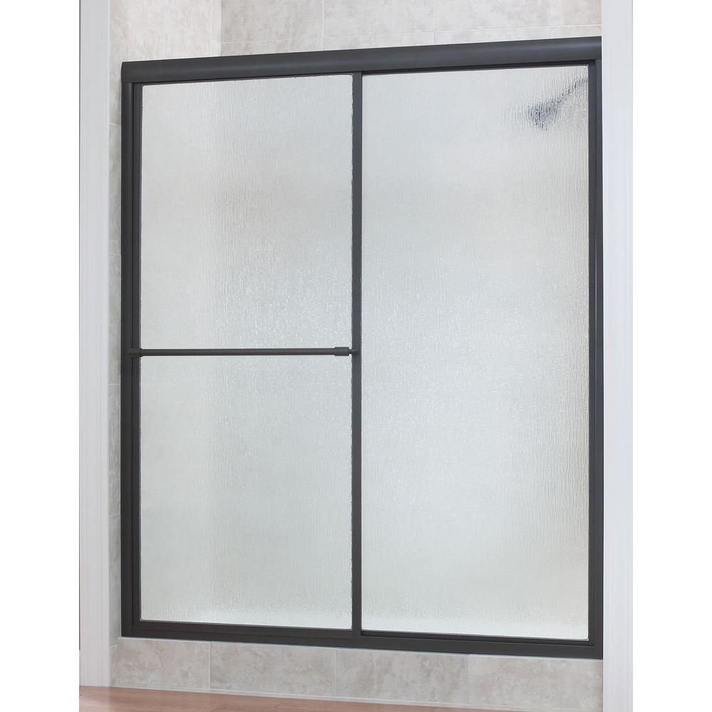 Foremost Tides 44 In To 48 X 70 H Framed Sliding Shower Door Oil Rubbed Bronze And Rain Glass