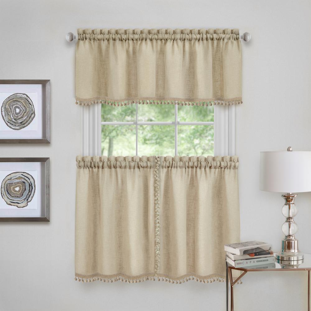 Achim Wallace Polyester Tier And Valance Curtain Set In Linen 58