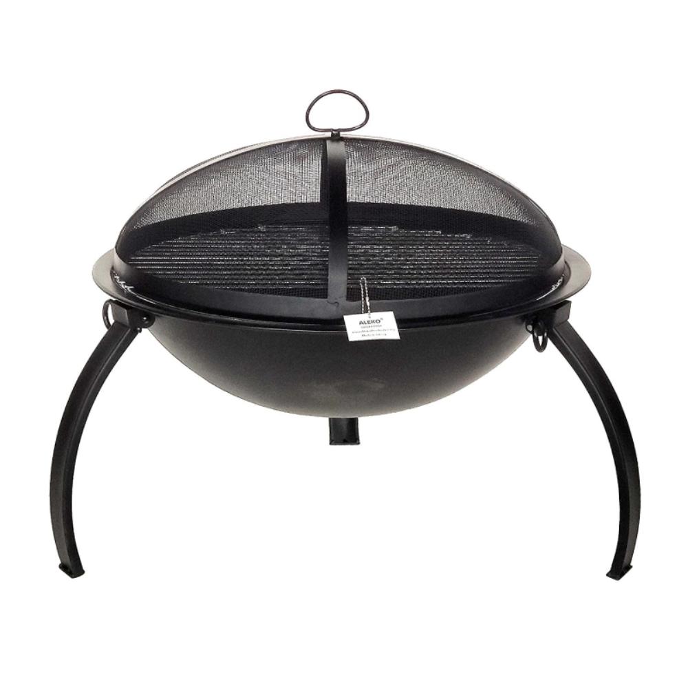 Aleko 22 In X 24 In Round Steel Wood And Coal Fire Pit Kit With