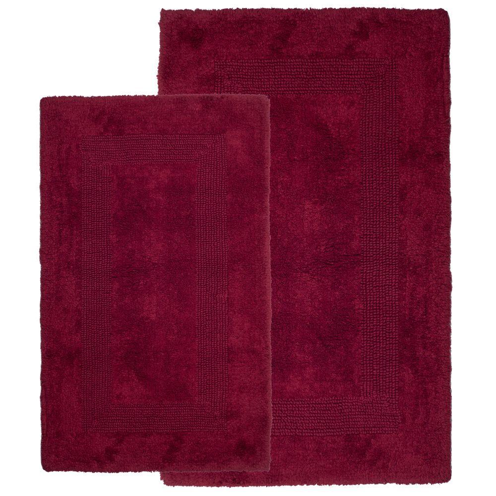 Red Bath Rugs Mats The Home Depot Burgundy 1 Ft 10 In X 2 11 Cotton