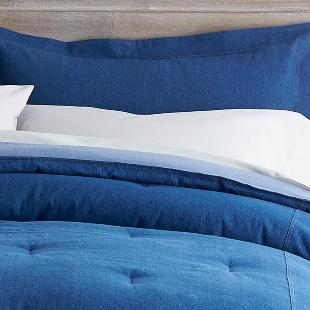 The Company Store Denim Solid Cotton Queen Comforter In Denim