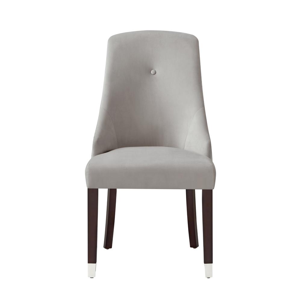 Inspired Home Cora Light Grey Silver Velvet Metal Tip Leg Inspired Home Cora Light Grey Silver Velvet Metal Tip Leg