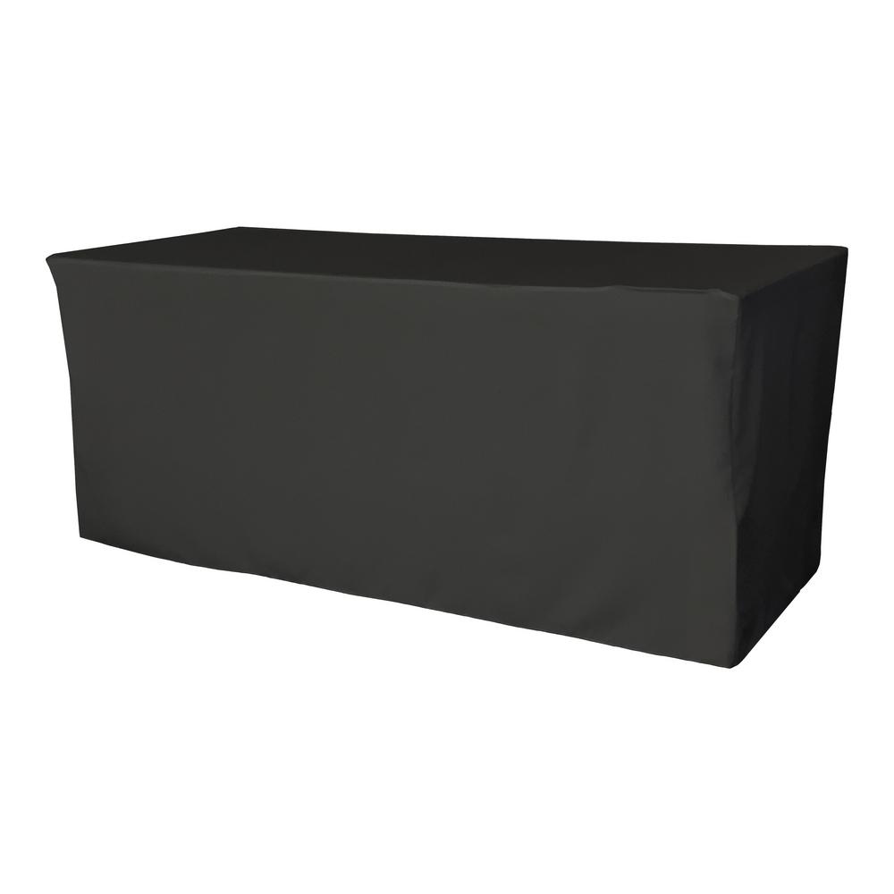 LA Linen 90 in. x 132 in. Black Polyester Poplin Rectangular Tablecloth ...