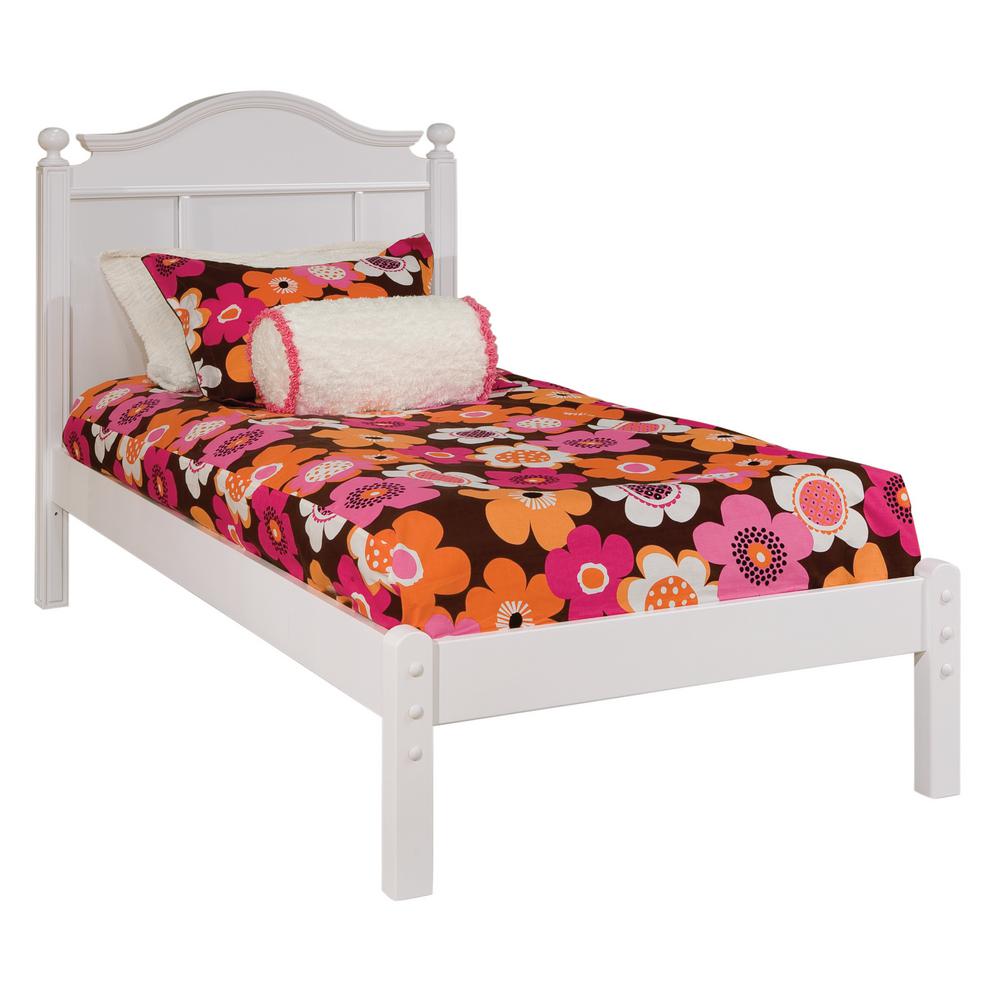 Emma White Twin Bed With Tall Headboard And Low Footboard Emma White Twin Bed With Tall Headboard And Low Footboard