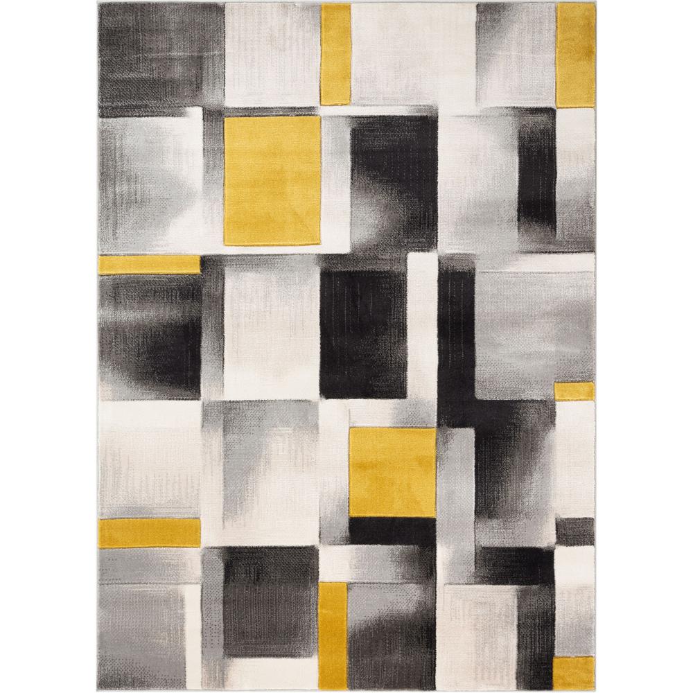 Well Woven Good Vibes Louisa Gold Modern Geometric Blocks 7'10" x 9'10" High-Low Area Rug