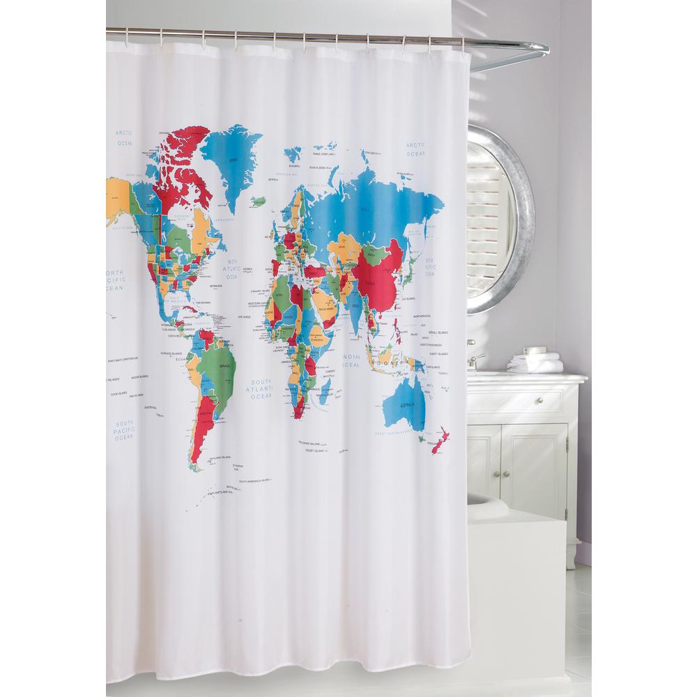 Global 71 In Multi Color Fabric Shower Curtain 205090 The Home Depot Undefined Global 71 In Multi Color Fabric Shower Curtain