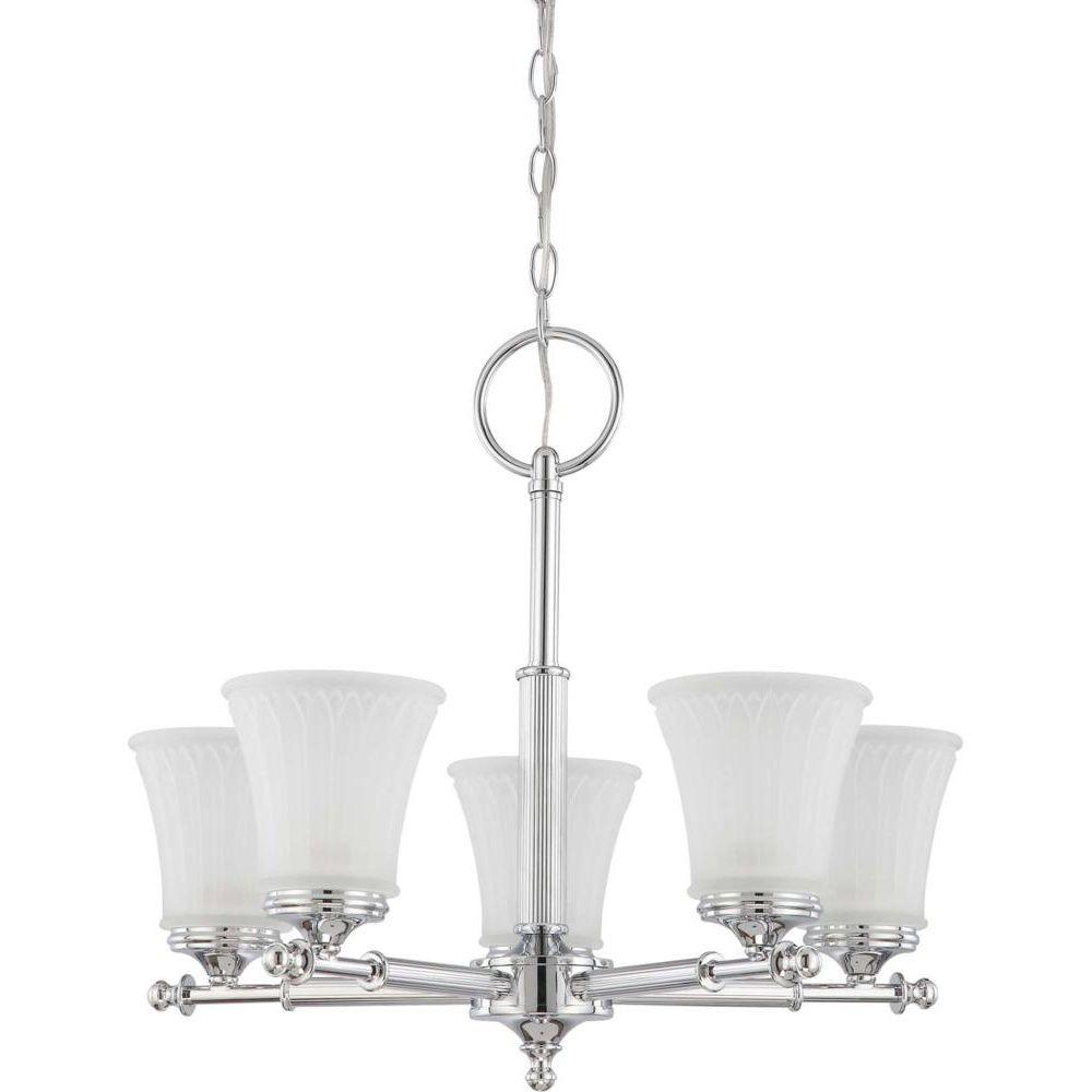 Glomar 5Light Polished Chrome Chandelier with Frosted Etched Glass ShadeHD4265 The Home Depot