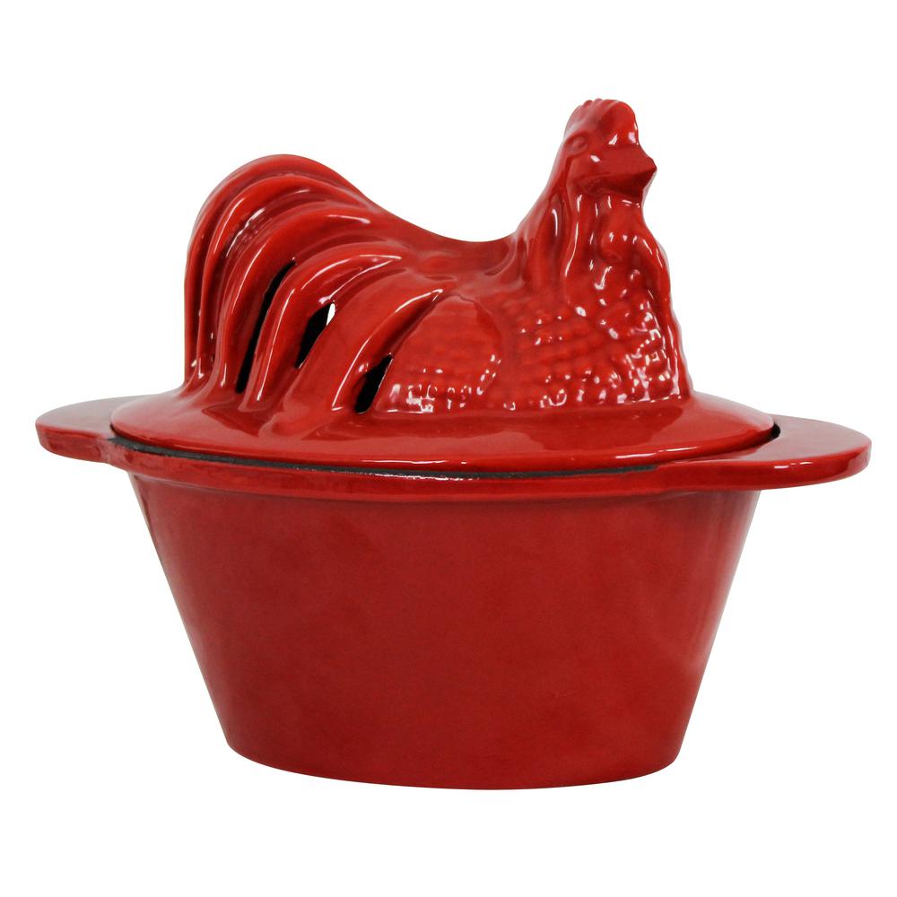Ashley Hearth Products Chicken Steamer Red Enameled Porcelain-CS-01R