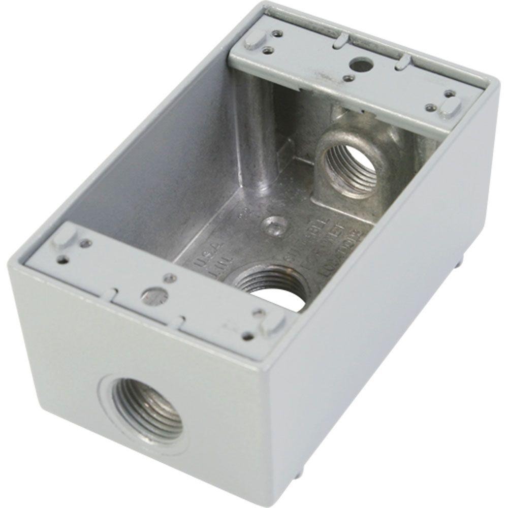 Greenfield 1 Gang Weatherproof Electrical Outlet Box with Three 1/2 in ...