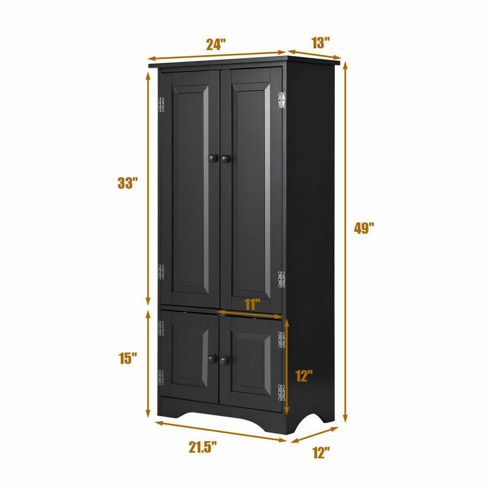 Costway Accent Black Storage Cabinet Adjule Shelves Antique 2 Costway Accent Black Storage Cabinet