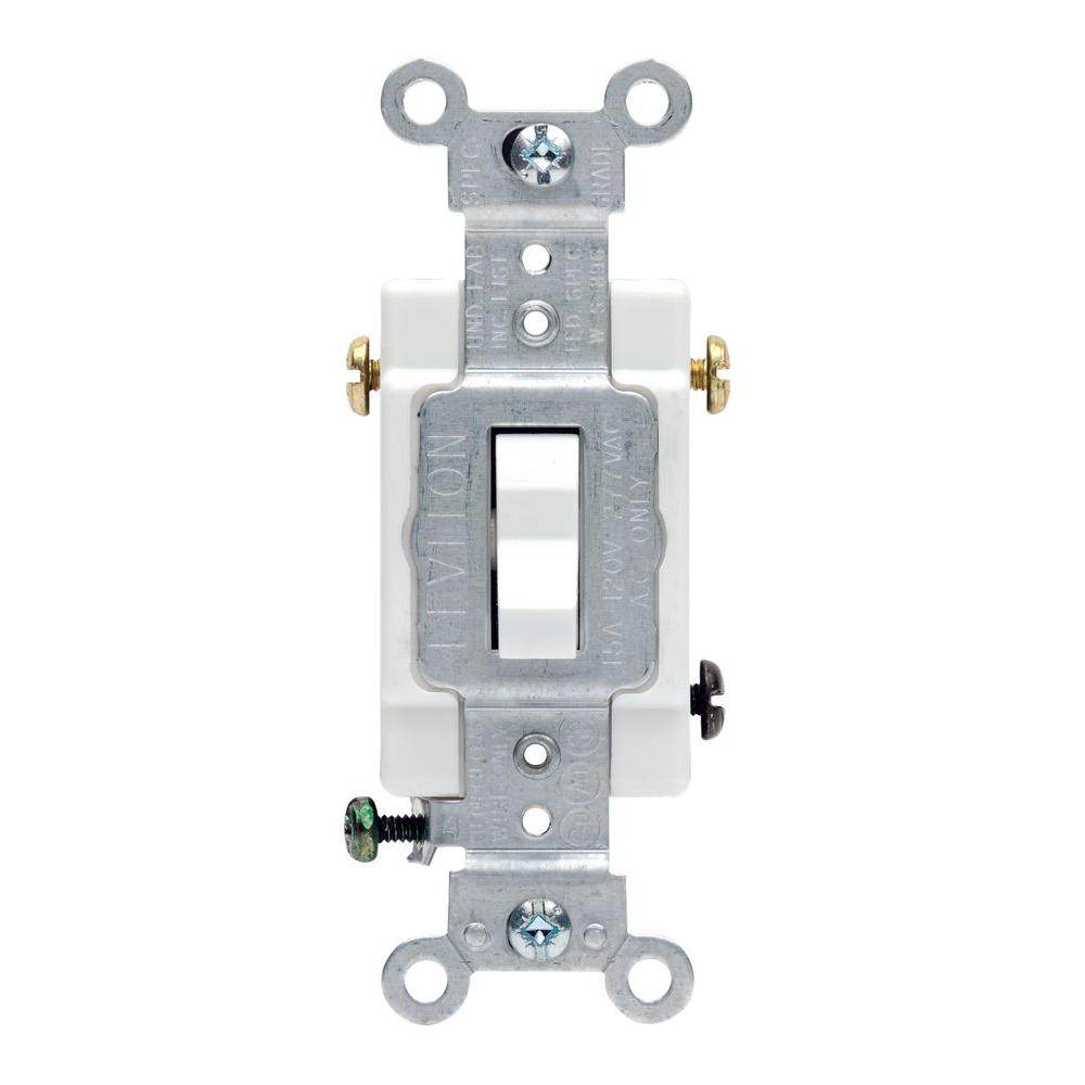 Leviton 20 Amp 3-Way Commercial Toggle Switch, White-R62-0CSB3-2WS
