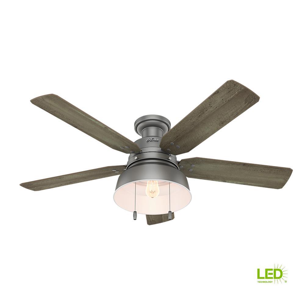 Hunter Silver Ceiling Fans Lighting The Home Depot Mill
