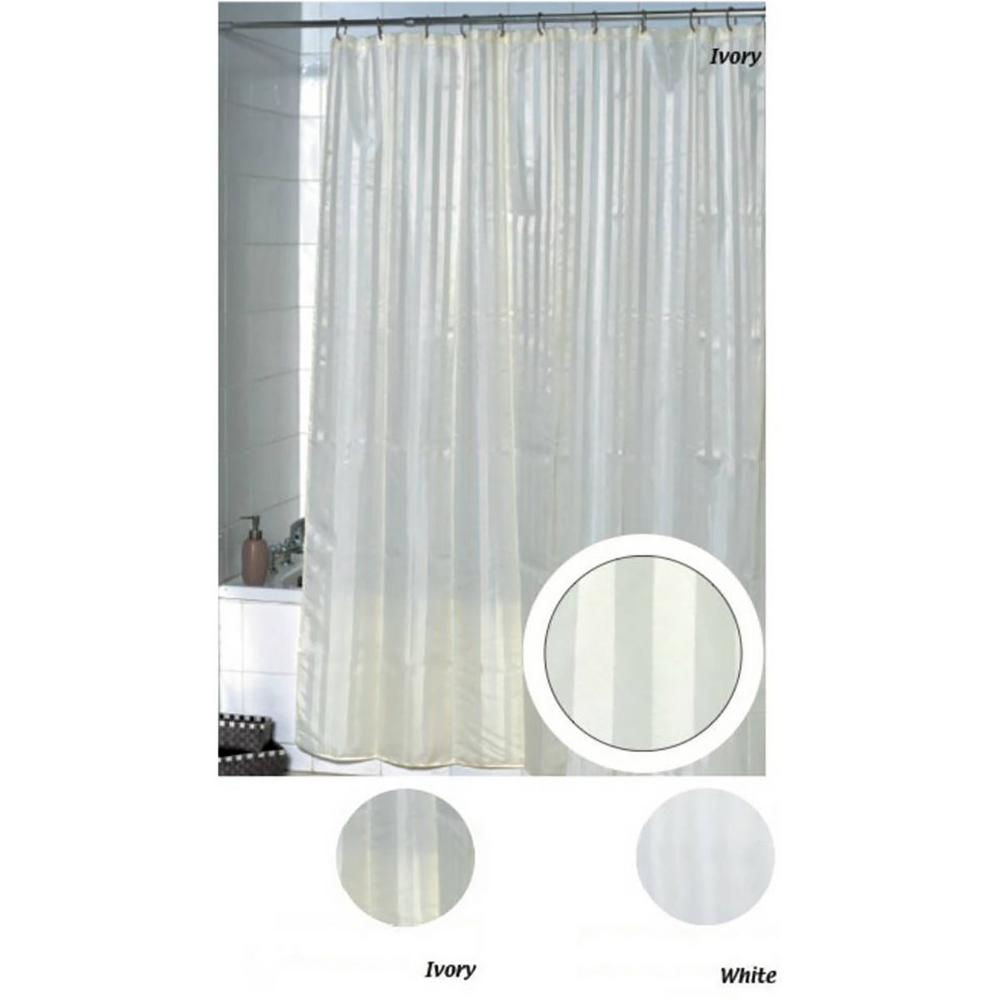 Stripes Vertical Polyester Fabric Shower Curtain White 1201100
