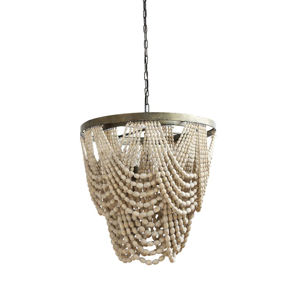 3r Studios Mint And Mist 3 Light Natural Beaded Chandelier Da7757 The Home Depot - Beaded Pendant Light