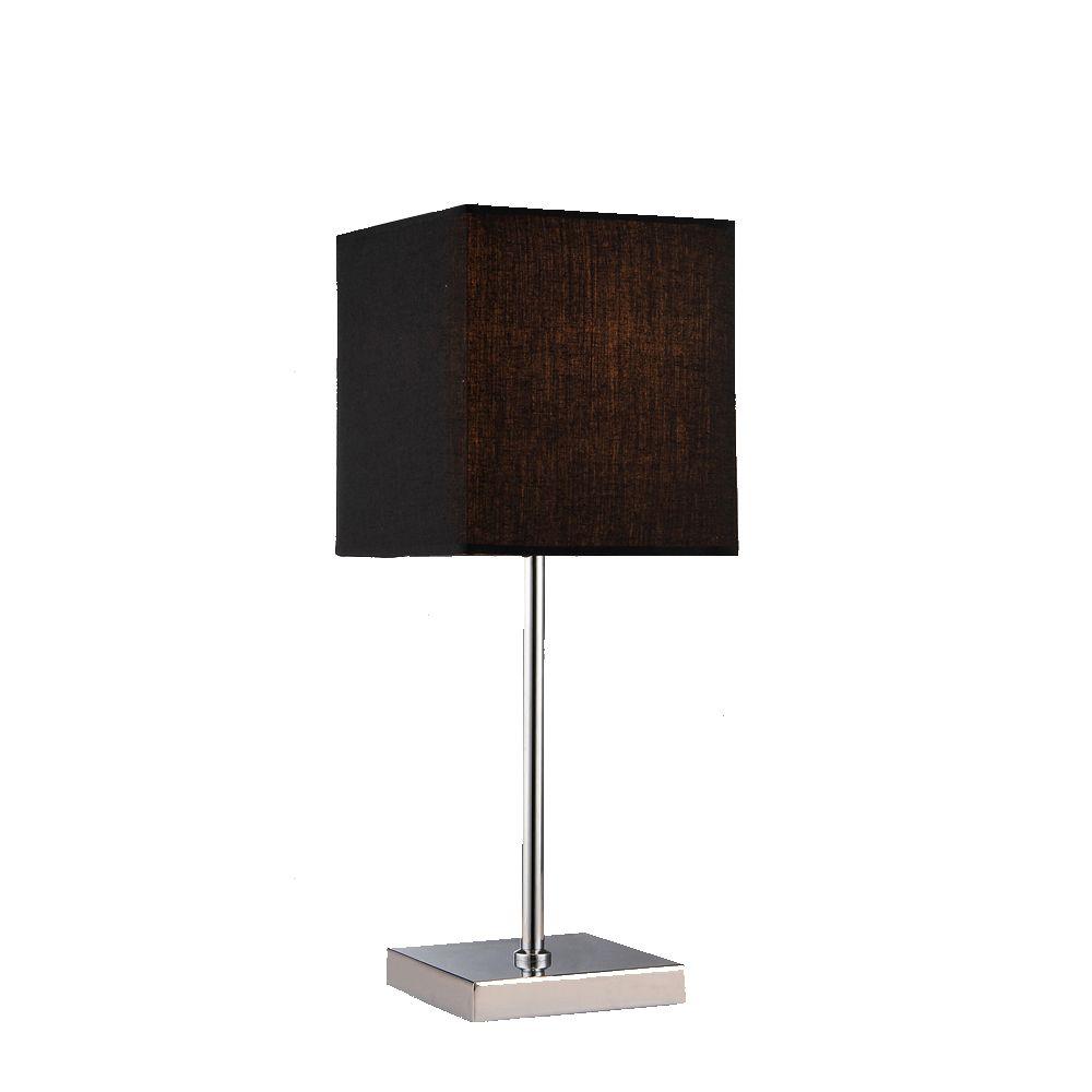 Charlisah 20 In Chrome Indoor Table Lamp With Black Fabric Shade Chrome Indoor Table Lamp With Black Fabric Shade