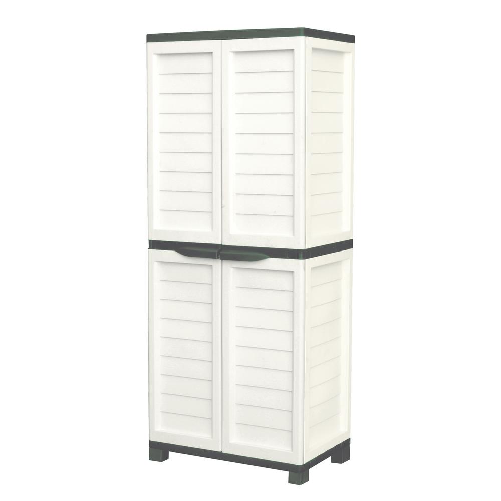 2 Ft 5 In X 1 8 9 Plastic Beige Green Storage Cabinet With 4 Shelves