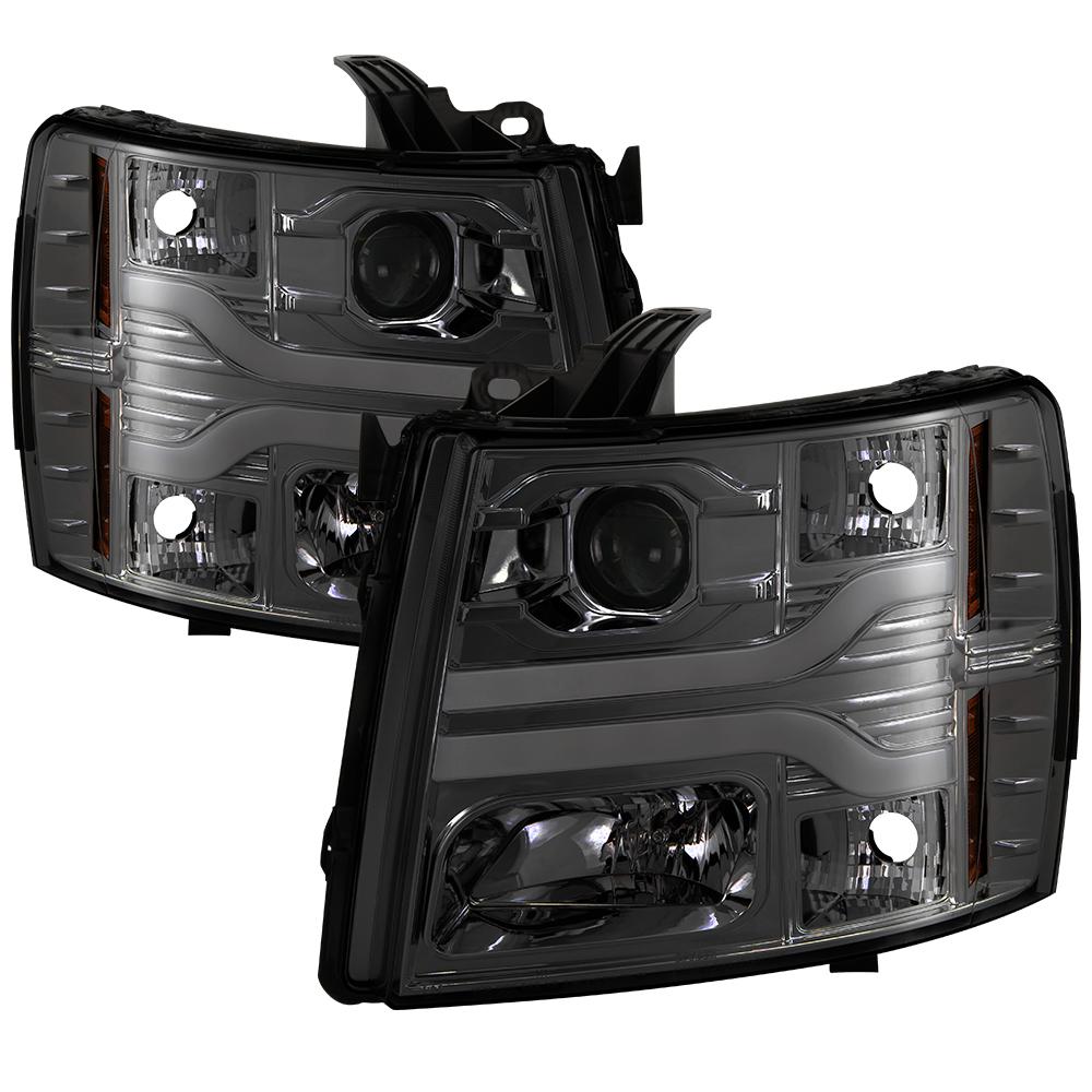 Spyder Auto Chevy Silverado 1500 07 13 2500hd 3500hd 14 Version Chevy Silverado 1500 07 13 2500hd 3500hd 14 Version 3 Projector Headlights Led Drl Smoke