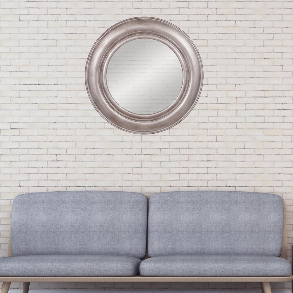 Pinnacle Port Hole Round Pewter Silver Decorative Mirror