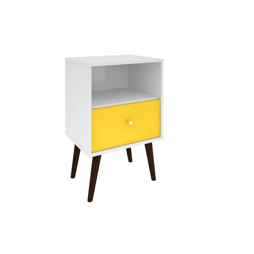 manhattan comfort liberty mid century white and yellow modern nightstand 10 with 1 cubby space - Modern Nightstands manhattan comfort liberty mid century white and yellow modern nightstand 10 with 1 cubby space - Modern Nightstands