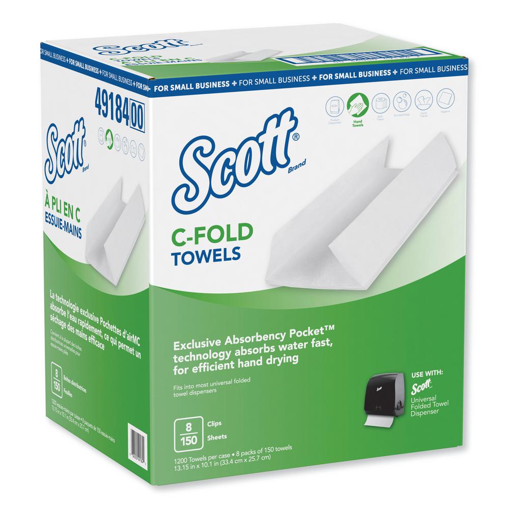 Scott 10.13 in. x 13.15 in. White CFold Paper Towels Absorbency