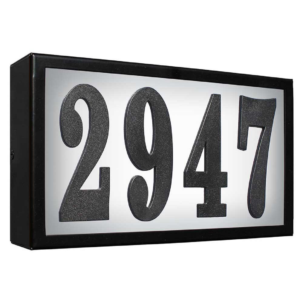 Address Plaques Signs The Home Depot Serrano Standard Galvanized Steel Frame Black Lighted Address